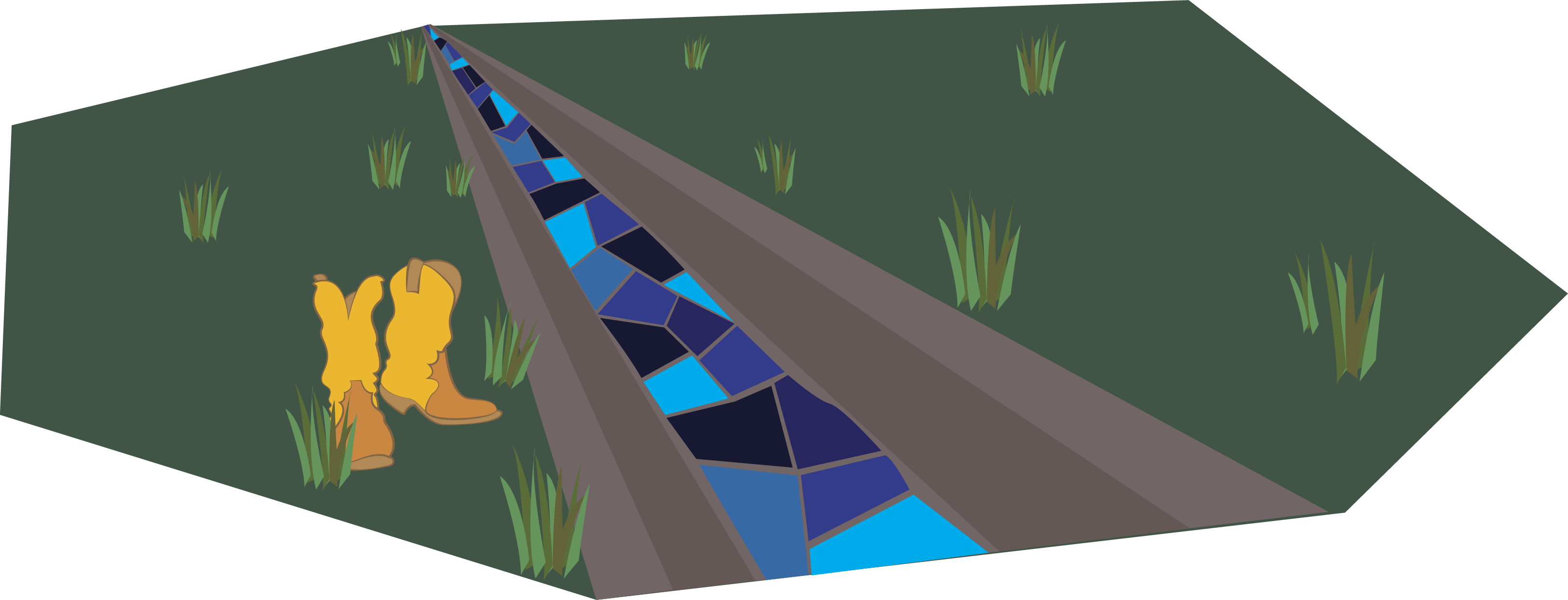 This is a graphic of an irrigation ditch