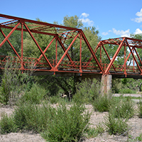 Iron Bridge spanning the Gila River and surrounding willows and cottonwoods near Cliff, New Mexico. Photo Credits: Mary Harner