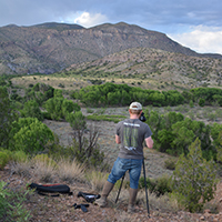 Rosdail collecting 360° imagery along the Gila River. Photo Credits: Mary Harner