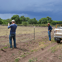 Jacob Rosdail and Wendel Hann in a pasture in the flood plain of the Gila River. Photo Credits: Mary Harner